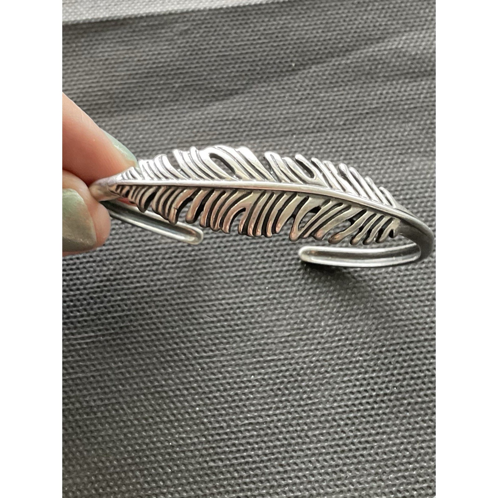 Carolyn Pollack 925 Sterling Silver Feather Cuff Bracelet Vintage Estate Jewelry 129$